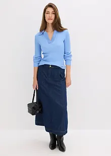 Pull en fine maille à col polo contrastant, bonprix Pull en fine maille à col polo contrastant, bonprix