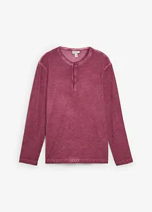 T-shirt manches longues délavé col tunisien, 100% coton, bonprix T-shirt manches longues délavé col tunisien, 100% coton, bonprix