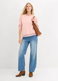 Sweatshirt mit Spitzenbesatz, bonprix Sweatshirt mit Spitzenbesatz, bonprix