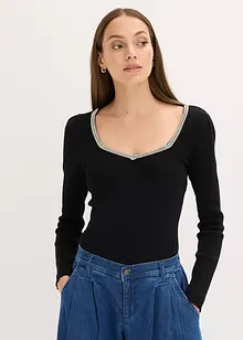 Pull en fine maille avec détail bijou, bonprix Pull en fine maille avec détail bijou, bonprix