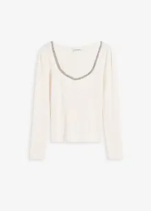 Feinstrickpullover mit Schmuck-Detail, bonprix Feinstrickpullover mit Schmuck-Detail, bonprix
