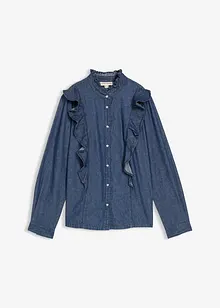 Chemisier en jean à volants, 100% coton, bonprix Chemisier en jean à volants, 100% coton, bonprix