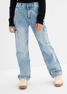 Weite Cargo-Jeans Mid Waist, bonprix Weite Cargo-Jeans Mid Waist, bonprix