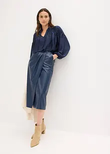 Jupe portefeuille enduite, longueur midi, bonprix Jupe portefeuille enduite, longueur midi, bonprix