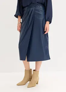 Jupe portefeuille enduite, longueur midi, bonprix Jupe portefeuille enduite, longueur midi, bonprix