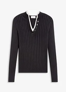 Pull côtelé effet superposé, viscose majoritaire, bonprix Pull côtelé effet superposé, viscose majoritaire, bonprix