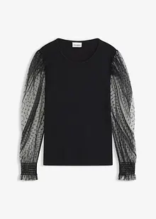 Pull en fine maille avec manches en mesh, bonprix Pull en fine maille avec manches en mesh, bonprix