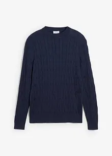 Pull en maille torsadée 100% coton, bonprix Pull en maille torsadée 100% coton, bonprix