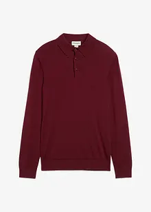 Pull polo en fine maille avec laine mérinos, slim, bonprix Pull polo en fine maille avec laine mérinos, slim, bonprix