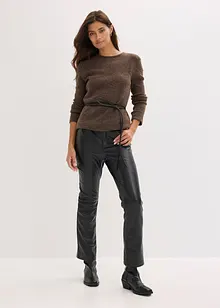 T-shirt manches longues en maille avec ceinture à nouer, bonprix T-shirt manches longues en maille avec ceinture à nouer, bonprix