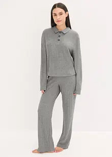 Weit geschnittener Loungewear Hausanzug aus weicher Rippe, bonprix Weit geschnittener Loungewear Hausanzug aus weicher Rippe, bonprix