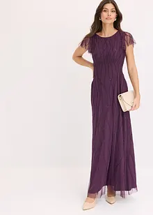 Robe longue en tulle avec perles brodées, bonprix Robe longue en tulle avec perles brodées, bonprix