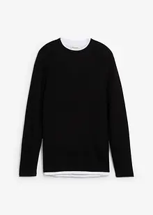 Pull texturé effet 2-en-1 en coton mélangé, bonprix Pull texturé effet 2-en-1 en coton mélangé, bonprix