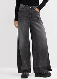 Wide-Leg-Jeans High Waist mit Einsatz, bonprix Wide-Leg-Jeans High Waist mit Einsatz, bonprix