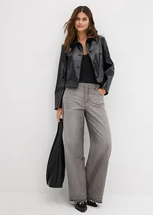 Jean large à taille mi-haute élastiquée, bonprix Jean large à taille mi-haute élastiquée, bonprix