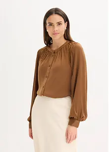 Satinbluse mit Spitzenbändern, bonprix Satinbluse mit Spitzenbändern, bonprix