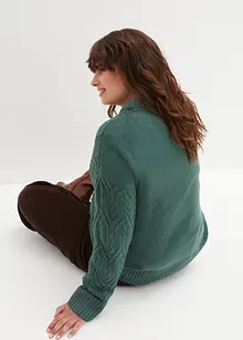 Rundhals-Pullover mit Zopfmuster, bonprix Rundhals-Pullover mit Zopfmuster, bonprix
