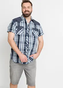 Kurzarmhemd mit Denim-Besatz, bonprix Kurzarmhemd mit Denim-Besatz, bonprix
