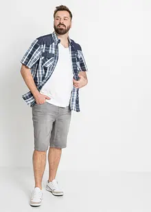 Kurzarmhemd mit Denim-Besatz, bonprix Kurzarmhemd mit Denim-Besatz, bonprix