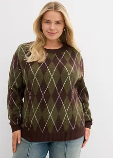 Pull à losanges en fine maille, bonprix Pull à losanges en fine maille, bonprix