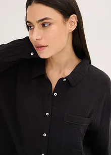 Chemise de nuit boutonnée en gaze de coton, oversize, bonprix Chemise de nuit boutonnée en gaze de coton, oversize, bonprix
