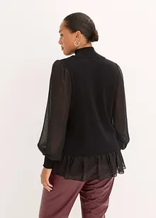Pull en fine maille avec empiècement blouse, bonprix Pull en fine maille avec empiècement blouse, bonprix