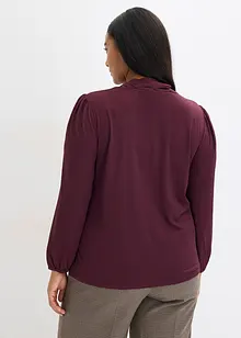 T-shirt manches longues texturé à lavallière amovible, bonprix T-shirt manches longues texturé à lavallière amovible, bonprix