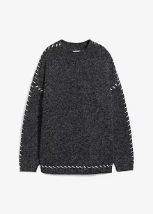 Pull long en maille duveteuse, bonprix Pull long en maille duveteuse, bonprix