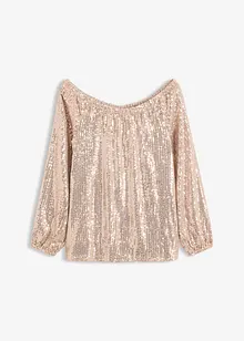 T-shirt oversize à sequins encolure Bardot, bonprix T-shirt oversize à sequins encolure Bardot, bonprix