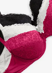 Push-up-BH mit feiner Spitze (3er Pack), bonprix Push-up-BH mit feiner Spitze (3er Pack), bonprix