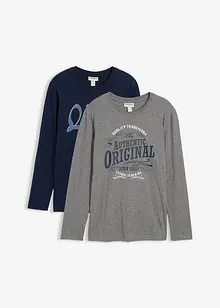 Lot de 2 T-shirts manches longues 100% coton, bonprix Lot de 2 T-shirts manches longues 100% coton, bonprix