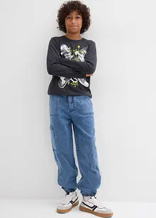 Loose Fit Schlupf-Cargo-Jeans mit Stretchanteil, bonprix Loose Fit Schlupf-Cargo-Jeans mit Stretchanteil, bonprix