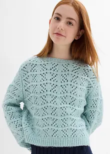 Pull en grosse maille à broderie ajourée, bonprix Pull en grosse maille à broderie ajourée, bonprix