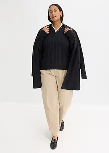 Pull côtelé effet superposé, viscose majoritaire, bonprix Pull côtelé effet superposé, viscose majoritaire, bonprix
