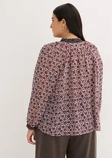 Gemusterte Chiffon-Bluse mit Stickerei, bonprix Gemusterte Chiffon-Bluse mit Stickerei, bonprix