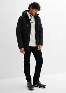 Winterjacke mit Kapuze und Lederimitat-Details, bonprix Winterjacke mit Kapuze und Lederimitat-Details, bonprix