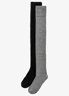 Lot de 2 paires de chaussettes jambières en coton majoritaire, bonprix Lot de 2 paires de chaussettes jambières en coton majoritaire, bonprix