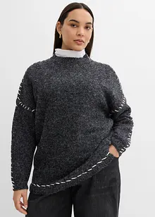 Pull long en maille duveteuse, bonprix Pull long en maille duveteuse, bonprix