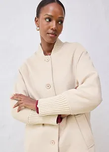 Wollmantel mit Strickbesatz, bonprix Wollmantel mit Strickbesatz, bonprix