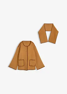 Wolljacke mit Zierstickerei (2tlg. Set mit Schal), bonprix Wolljacke mit Zierstickerei (2tlg. Set mit Schal), bonprix