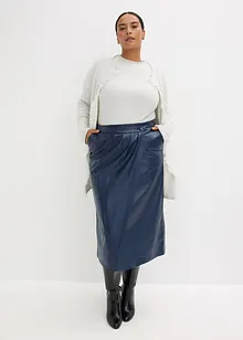 Jupe portefeuille enduite, longueur midi, bonprix Jupe portefeuille enduite, longueur midi, bonprix