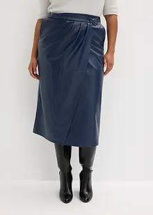 Jupe portefeuille enduite, longueur midi, bonprix Jupe portefeuille enduite, longueur midi, bonprix