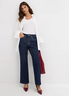Straight-Jeans Mid Waist Bequembund mit Strass, bonprix Straight-Jeans Mid Waist Bequembund mit Strass, bonprix