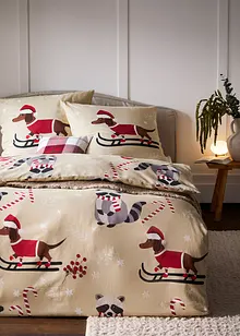 Parure de lit avec teckel de Noël, bonprix Parure de lit avec teckel de Noël, bonprix
