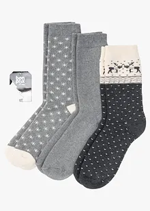 Lot de 3 paires de chaussettes thermiques en coton majoritaire, bonprix Lot de 3 paires de chaussettes thermiques en coton majoritaire, bonprix