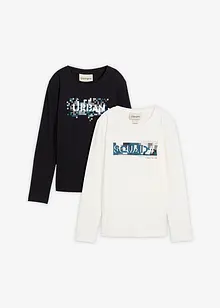 Langarmshirt aus reiner Bio-Baumwolle (2er Pack), bonprix Langarmshirt aus reiner Bio-Baumwolle (2er Pack), bonprix