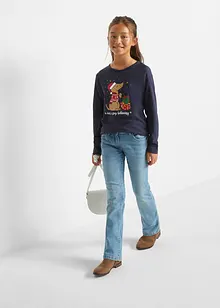 Lot de 2 T-shirts fille manches longues avec motif de Noël, bonprix Lot de 2 T-shirts fille manches longues avec motif de Noël, bonprix