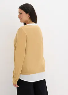 Pull en fine maille avec empiècement chemisier, bonprix Pull en fine maille avec empiècement chemisier, bonprix