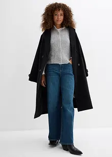Wide-Leg-Jeans Mid Waist mit Glitzersteinen, bonprix Wide-Leg-Jeans Mid Waist mit Glitzersteinen, bonprix