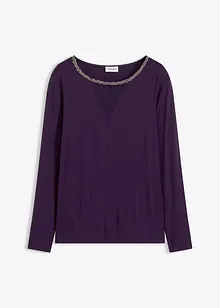 Shirt mit Mesheinsatz und Glitzersteinchen, bonprix Shirt mit Mesheinsatz und Glitzersteinchen, bonprix